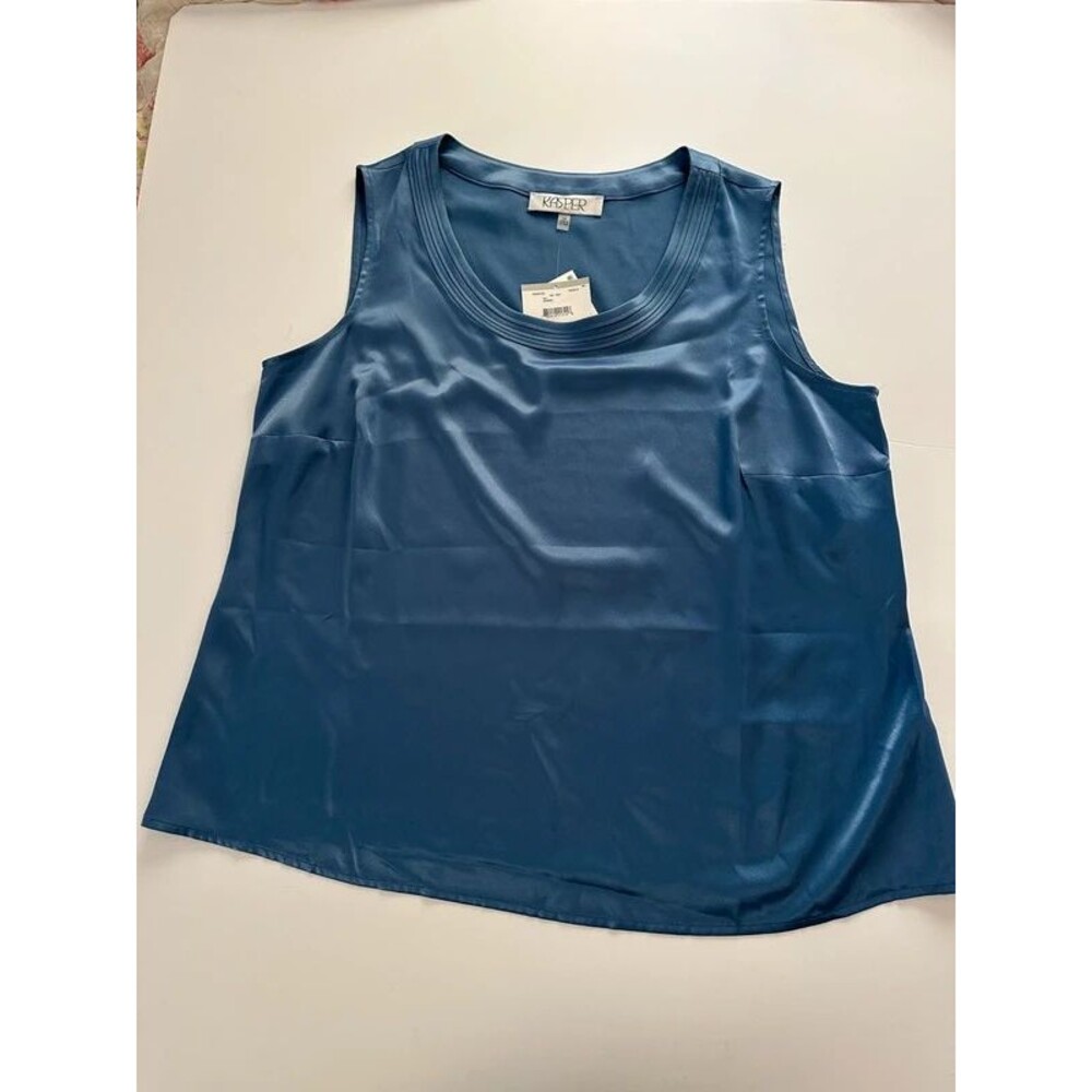 Silky Flowy Blue Scoop Neck Tank